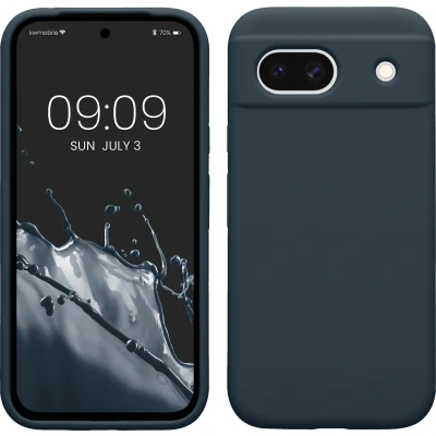 Afbeelding van kwmobile telefoonhoesje geschikt voor Google Pixel 8a Hoesje met siliconen coating Smartphone case in leisteen