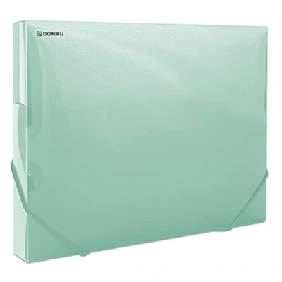 Afbeelding van DONAU 8545002PL 06 Verzamelbox, documentenbox, nietjesbox met hoekspanners, rubber, van kunststof/polypropyleen, 700 μm, groen transparant voor DIN A4, rugbreedte 30 mm, inklapbare zijvleugels,