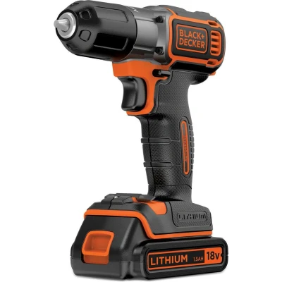 Afbeelding van Black+Decker AutoSense accuboormachine, boormachine (18 V 1,5 Ah, met automatische koppelaanpassing, inclusief batterij en snellader van 90 minuten, LED werklamp, dubbele bit) ASD18K