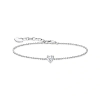 Afbeelding van Thomas Sabo Eine Grösse, 925 Sterling zilver roze Zirkonia hart armband, zilver, A2157 051 14, Cubic Zirconia,