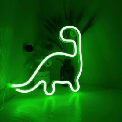 Afbeelding van NIWWIN Neon LED verlichting, slaapkamerdecoratielampen, bedlampjes en op batterijen. Gebruikt om kinderkamer , vakantie verjaardagscadeaus te versieren. (dinosaurus)