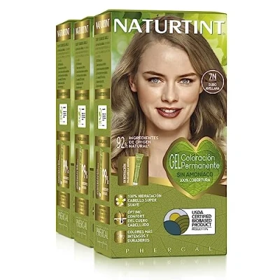 Afbeelding van Naturtint Biobased Ammoniakvrije kleuring 100% grijsdekking Plantaardige ingrediënten Natuurlijke en langhoudende kleur 7N Hazelnootblond Pak van 3