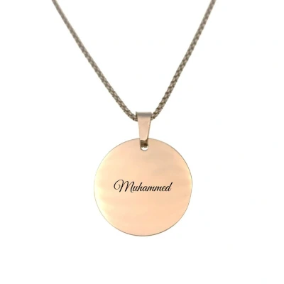 Afbeelding van Ketting RVS Met Naam Gravering Muhammed Rosegoud Rond