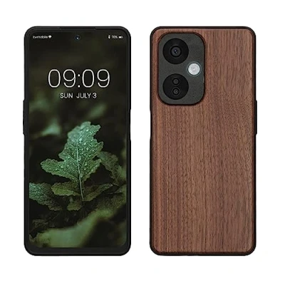 Afbeelding van kwmobile telefoonhoesje compatibel met OnePlus Nord CE 3 Lite 5G / N30 hoesje Back cover van hout en TPU In donkerbruin