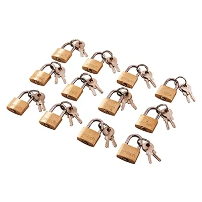 Afbeelding van Amtech T0790 Kleine hangsloten van messing met sleutels voor bagage, kluisjes, gereedschapskisten, kasten en sporttassen, 20 mm, 12 delig