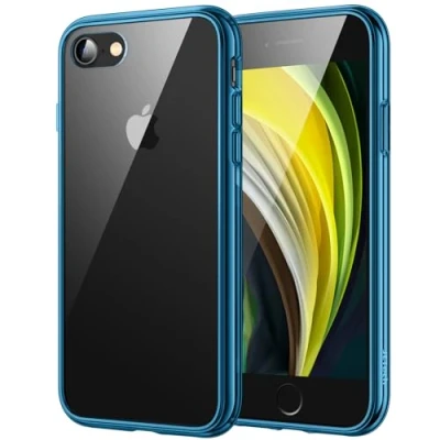 Afbeelding van JETech Hoesje voor iPhone SE 3/2 (2022/2020 model), 8 en 7, Schokabsorptie Transparant Bumper Case, Anti Krasvrije Achterkant (Marine)
