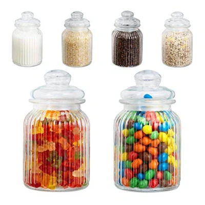 Afbeelding van Relaxdays voorraadpotten 1000 ml 6 stuks snoeppotten glazen potten luchtdicht