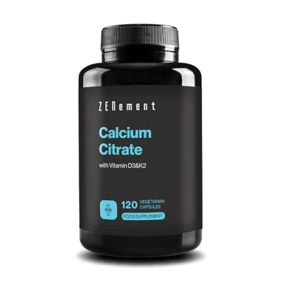Afbeelding van Calcium met Vitamine D3 &amp; K2 120 Vegetarische Capsules Betere Calciumopname Behoud van Normale Botten, Tanden en Spieren Vrij Additieven