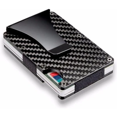 Afbeelding van Premium Pasjeshouder Carbon met Geldclip en RFID Anti Skim