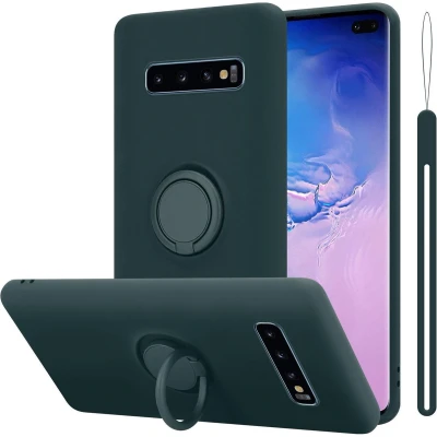 Afbeelding van Cadorabo Hoesje geschikt voor Samsung Galaxy S10 4G in LIQUID GROEN Beschermhoes van TPU silicone Case Cover met ring