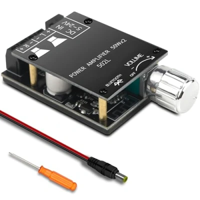Afbeelding van versterker Bluetooth Hifi Stereo 2.0 kanalen 2 x 50 W Audio DC 8 24V en AUX ingangen met schakelaar instelbaar volume