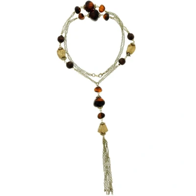 Afbeelding van Behave Lange kralen ketting goud kleur