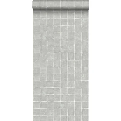 Afbeelding van Leen Bakker ESTAhome Behang Tegelmotief Glanzend 53cm X 10,05 M Grijs Vlies