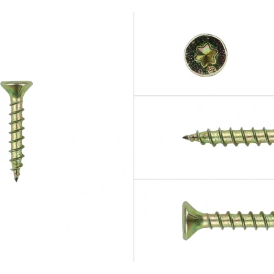 Afbeelding van Spaanplaatschroeven Geel Verzinkt 4 x 30 mm Torx 20 met snijpunt Doos 200 Stuks