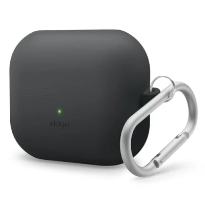 Afbeelding van elago Compatibel met Samsung Galaxy Buds 3 Case &amp; Pro Case, Premium Siliconen Cover Karabijnhaak, Volledige Bescherming, Draadloos Opladen, Hoofdtelefoon Accessoires (Zwart)