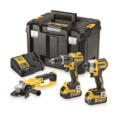 Afbeelding van DeWalt DCK383P2T QW 18V XR Combiset DCD796 + DCF887 DCG412 2 x 5.0Ah accu en multilader In TSTAK