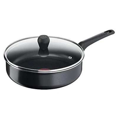 Afbeelding van Tefal B55532 Easy Cook &amp; Clean stoofpan 24 cm incl. glazen deksel anti aanbaklaag veilig thermosignaal stabiele bodem meetschaal zacht koken zwart
