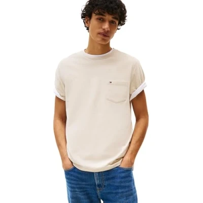 Afbeelding van Tommy Hilfiger Essential Solid Pocket TEE Tshirt basic, Heren, Maat: XXL, Newsprint