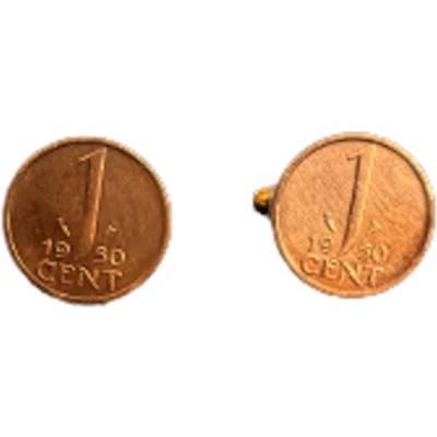 Afbeelding van Originele gulden cent manchetknopen jaar 1956