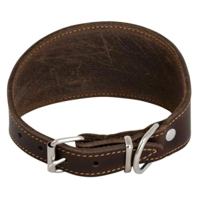 Afbeelding van JACK AND VANILLA, Hondenhalsband, model vet leer, kleur bruin, maat 37 cm