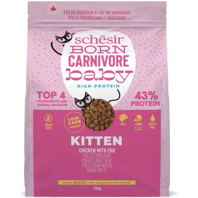 Afbeelding van Schesir Born Carnivore Baby, met kip en eismaak, kroketten voor kittens, gebakken zak van 255 g