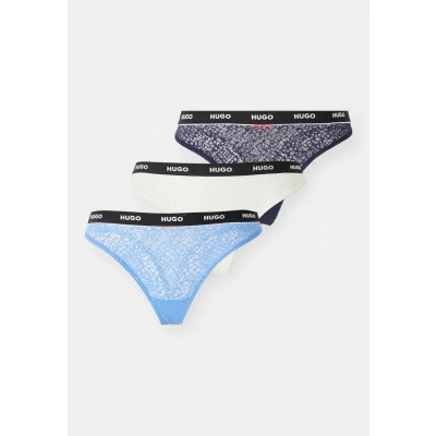 Afbeelding van HUGO Thong 3 PACK String, Dames, Maat: XS, White/blue