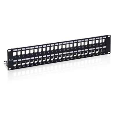 Afbeelding van equip 769349 Cat.6 Panel 2U for 48 Keystone Jacks, shielded, black pro