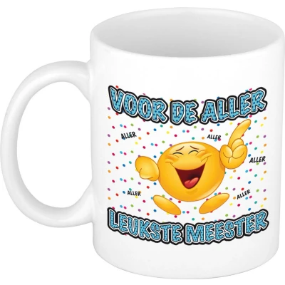 Afbeelding van Bellatio Decorations Cadeau mok/beker Voor de aller leukste meester wit 300 ml feest mokken