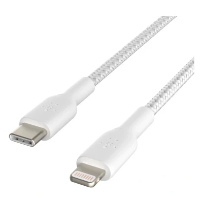 Afbeelding van Lightning naar USB C kabel Braided van Belkin 1 Meter / Wit