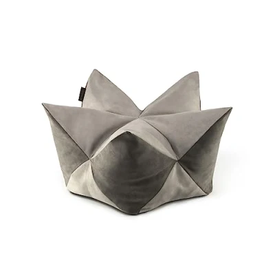 Afbeelding van lionto Kroonkussen in Suède Look voor Katten en kleine Honden, Extravagant Sterrenkussen met afneembare Hoes, (S) 60x35 cm, Duurzaam Huisdierenkussen variabele Vulling, Grijs/Lichtgrijs