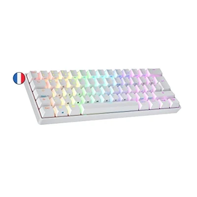 Afbeelding van Ranked N60 Nova 60% Heet Verwisselbaar Mechanisch Gamingtoetsenbord 62 Toetsen Multi Color RGB LED Backlit voor PC/Mac AZERTY ISO FR Frans (Wit, Gateron Yellow)