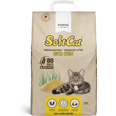 Afbeelding van SoftCat CORN kattenbakvulling perfecte klontvorming 17L