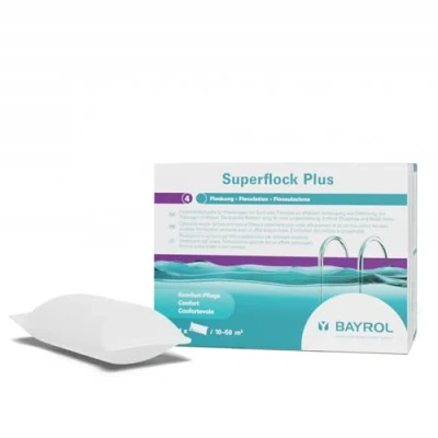 Afbeelding van BAYROL Superflock Plus 1 kg flocmiddelpatroon voor filterinstallaties met zand/filterglas effectieve preventie en verwijdering van troebelheid verwijdert betrouwbaar fosfaten metalen