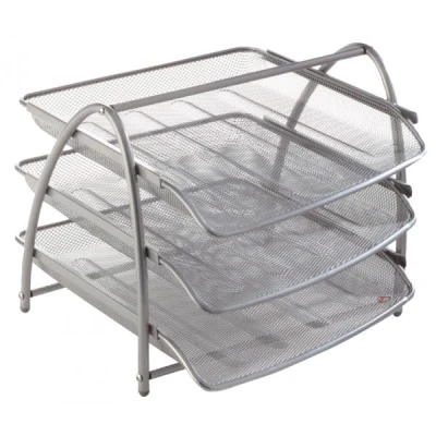 Afbeelding van Alba set met 3 brievenbakjes in mesh metaal, voor ft A4, zilvergrijs brievenbakje
