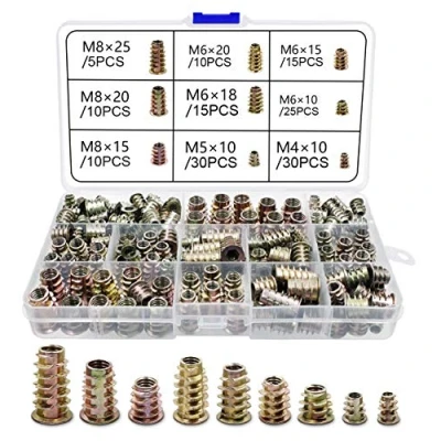 Afbeelding van Schroefdraad Inzetstuk Voor Hout, Inschroefmoeren, M4 , M5 M6 M8 Inbusbouten Houten Meubels (150 Stuks)