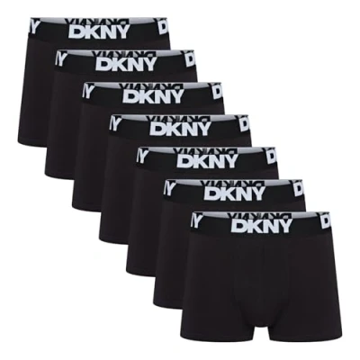 Afbeelding van DKNY Heren Boxers in zwart met merkband, superzachte en comfortabele katoenen stof, multipack van 7, Zwart, M