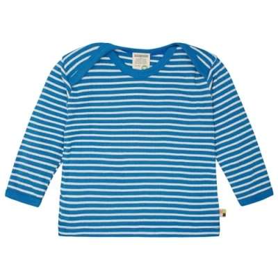 Afbeelding van loud + proud Uniseks kindershirt met lange mouwen, gestreept geribbeld shirt, azuur, 98 104