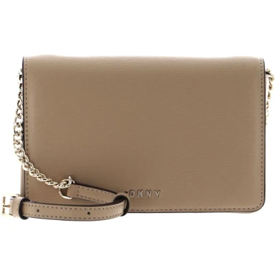 Afbeelding van DKNY Leren Schoudertas Bryant Full Flap Crossbody Jute Beige
