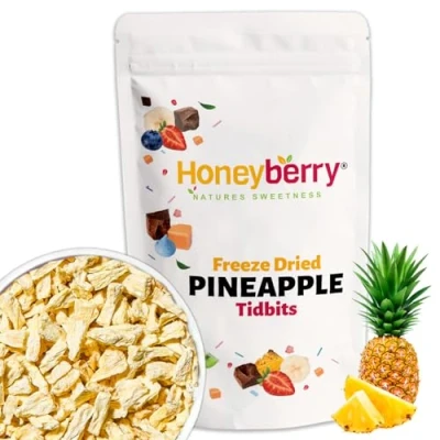 Afbeelding van Gevriesdroogde Ananas Stukken Vriesgedroogde Gedroogde Chips en Stukjes Gezonde Fruit Snack Natuurlijk Zonder Toegevoegde Suikers (100g)