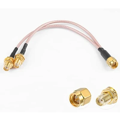 Afbeelding van Vecys SMA Splitterkabel Male naar Dual Female Connector Coaxiale Kabel 3 weg Splitter V Type RG316 6 &quot;/15 CM voor 2G 3G 4G LTE Antenne Router Gateway Modem MiFi Mobiele Hotspot