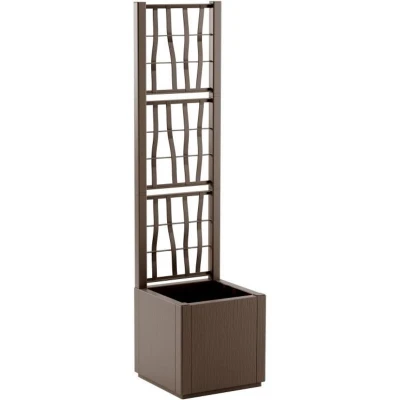 Afbeelding van Bloembak ETHICA Taupe Vierkant met trellis 38 L STEFANPLAST