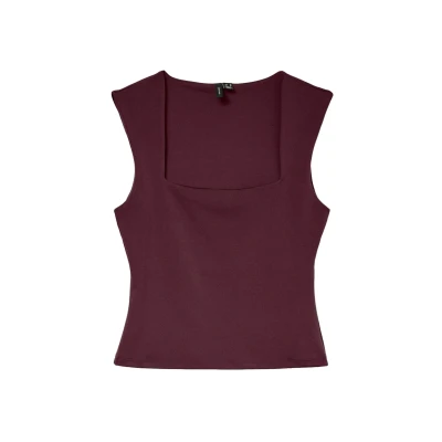 Afbeelding van VERO MODA Dames Vmmillion Sl Square Neck Top JRS Noos, Winetasting, L