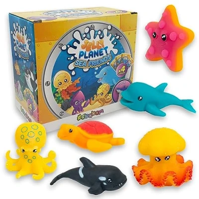 Afbeelding van Sbabam, Funny Box Sea Friends Geleiplaneet, kinderspeelgoed aan de kiosk, zachte geurende dieren, kleurverandering, dieren voor kinderen, speelgoed, cadeau 4 stuks