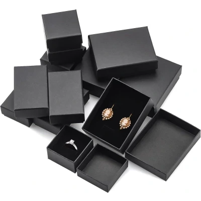 Afbeelding van Zeynomax Sieradendoosjes Set van 12 Stuks Kartonnen Geschenkdoosjes voor Sieraden Rechthoekig Cadeau Zwart Geschikt Oorbellen, Kettingen, Armbanden en Ringen