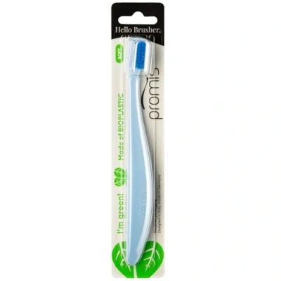 Afbeelding van promis brush duurzame tandenborstel gemaakt van hernieuwbare grondstoffen bioplastic zachte 6750 borstelharen gerecycleerde verpakking in DuitslanDuitsland Italiaans design ergonomische handgreep (singlepack, ocean blue)