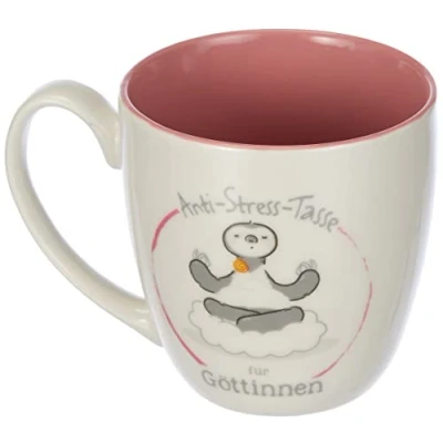 Afbeelding van GRUSS &amp; CO Anti stress mok motief &quot;Godin&quot; met spreuk, 45 cl, New Bone China Cadeau voor u 46266
