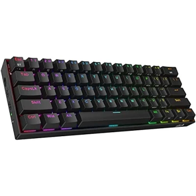 Afbeelding van Redragon K530 Pro Draconic 60% Bluetooth/bekabeld/2,4 GHz draadloos mechanisch toetsenbord, 61 toetsen, hot swappable RGB gamingtoetsenbord met lineaire rode schakelaar, voor Windows/Mac/Android