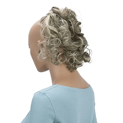 Afbeelding van CAISHA Haarstukje Scrunchy Updo Kapsels Bruidskapsels Volumineus Krullend Rommelig Knotje Natuurlijk Blond Met Highlights G25L
