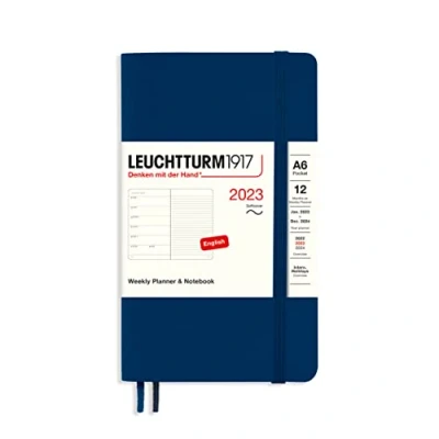 Afbeelding van LEUCHTTURM1917 365928 weekkalender &amp; notitieboek zachte kaft pocket (A6) 2023, 12 maanden, marineblauw, Engels