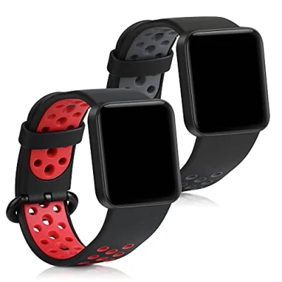 Afbeelding van kwmobile 2x horlogebandjes geschikt voor Xiaomi Mi Watch Lite / Redmi bandje Smartwatch bandjes van TPU Activity tracker horloge band in zwart grijs groen wit
